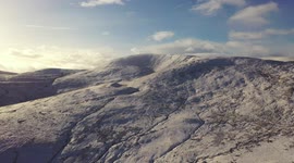 Beautiful Aerial View of Mountain Snow In N. Ireland Today
