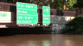 Massive flooding in Philadelphia Highway 476 after the Northeast wind