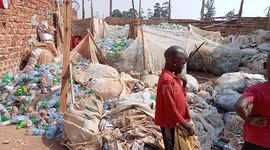 Residents collect plastic, Kampala, Uganda