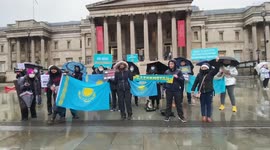 Kazakhs stage solidarity protest in Trafalgar Square