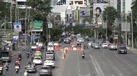 Traffic at the Asoke Interchange junction in Bangkok, Thailand