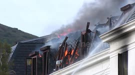 Fire on South African Parliament national assembly burning down in cape town