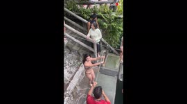 'Zip Lining: A not-so-efficient way to test upper body strength *Epic Fail*'