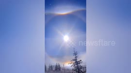 Incredible ice halo phenomenon spotted shining above Chinese city