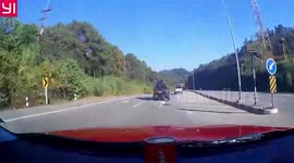 Overloaded truck topples over on motorway in Thailand