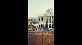 Smoke over Manhattan skyline as fire erupts at high-rise in East Village, New York