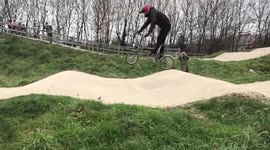 insane Brompton  jumping on a BMX track by experienced BMX racer