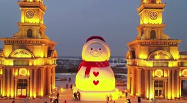 Giant 50-foot snowman built in northern China to welcome Winter Olympics