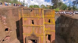 Ethiopian Orthodox Christmas Day chanting at UNESCO sunken churches in Lalibela