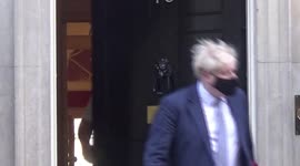 Boris Johnson leaves Downing Street for PMQs as party scandal grows