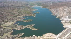 Aerial view of the Jacinto Lopez dam in the Sonora border region. Fronteras is a town in the Mexican state of Sonora, located northeast of the state. The region where the town of Fronteras is today was inhabited by indigenous Opatas from before the arriva