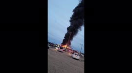 US: Massive Fire Erupts At Commercial Yard In Adelanto, California