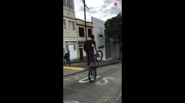 'Unexpected brake fail causes front wheelie stunt to end in a PAINFUL way '