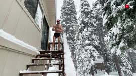 ''Taking it to the NEXT LEVEL!' Daredevil dives into snow following historic winter storm'