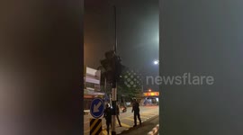 Python caught climbing electricity pole in Thailand