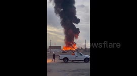 US: Massive Fire Erupts At Commercial Yard In Adelanto, California 2
