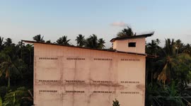Swiftlets return to bird house at sunset  in southern Thailand