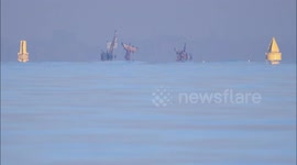 Thames 'doomsday' ship SS Richard Montgomery at high tide off Kent, UK