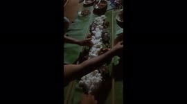 At night, me and my friend have a dinner in the floor
