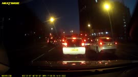 Traffic jumping taxi and red light runner