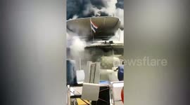 Luxury yacht catches fire in harbour in Thailand