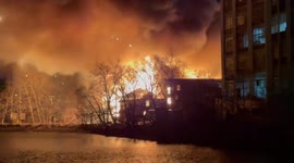 Huge chemical plant fire in Passaic, New Jersey, sends flames high into the night sky