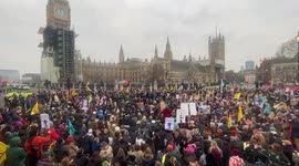 Thousands of Kill the Bill protesters gather outside UK Houses of Parliament