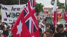 March against vaccination and Djokovic visa cancellation in Sydney, Australia
