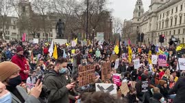 'Kill The Bill' protesters block the streets of Parliament Square in London