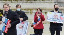 Protest for the freedom of Alexeï Navalny. Place Saint-Michel fountain, Paris. 16jan2022.14h.