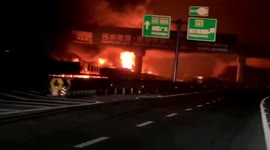Two killed as fire breaks out on Chinese highway after crash
