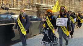 Women and FINT protest outside Parliament as final voting of the policing bill hits the House of Lords