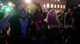 Female protester goes topless at demo against UK Government's Policing Bill
