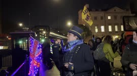 'Kill the Bill!', anti-Brexit activist Steve Bray shouts via a loudspeaker at the House of Lords, as drummers drummed on in the background