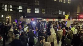 Massive crowd make noise outside the House of Lords as the Policing and Crime Bill is being voted on