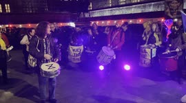 Drumming party outside the House of Lords as protestors call for the proposed Policing and Crime Bill to be retracted