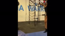 'Fitness trainer overshoots her front flip attempt and suffers embarrassing fail'