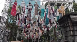 Hanging mannequin installation honours Brazilian COVID victims