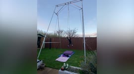 Wannabe acrobat loses control during practice and smashes her face