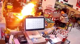 Huge fireball erupts from lighter as man attempts to light cigarette