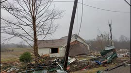 Damage In Benton, KY From The Historic Quad State Tornado On December 10, 2021