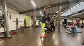 Fitness trainer from Moscow, Russia shows a frontal plane mobility exercise