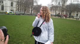 . Speaker Vanessa Hudson of Animal Welfare party at the WRATH 2022 Part 1 protest against against legally Safari Club International Celebrates killing endangered animals in United States