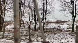 Tourist Drives Past an ancient looking Ukrainian Military Base in Odesa Ukraine with old military equipment