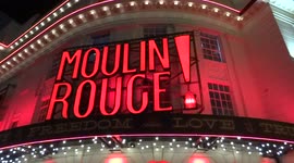 The CanCan dance outside the Piccadilly Theatre ahead of Moulin Rouge! the musical performance