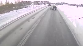 Car shatters into pieces after colliding head-on with truck