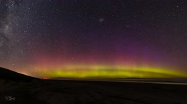 Aurora Australis (Southern Lights) light up night sky over New Zealand