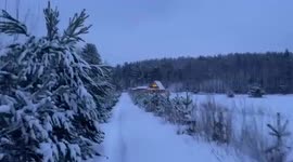 The weather has full cover of ice snow in Russia