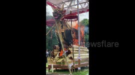 Thousands of Balinese attend 'Ngaben' cremation ceremony of late Balinese king