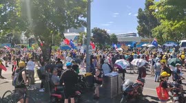Protesters stage 'Freedom Rally' against vaccination in Victoria, Australia